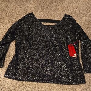 Jennifer Lopez Black Lace/ Metalic Siver Desigh Pulliver Top Sz 1X